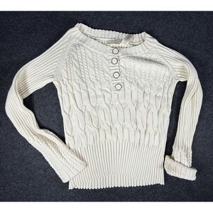 Vintage DKNY Jeans Sweater Womens XL Cream Cable Knit Y2K Preppy